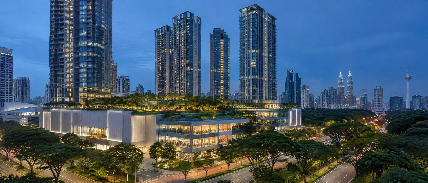 Aerial view of an income-producing city centre