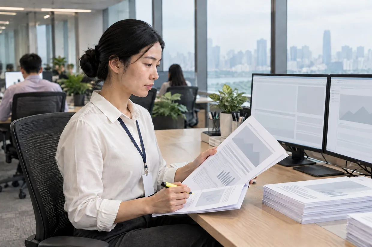Asset manager reading the month-end owner pack