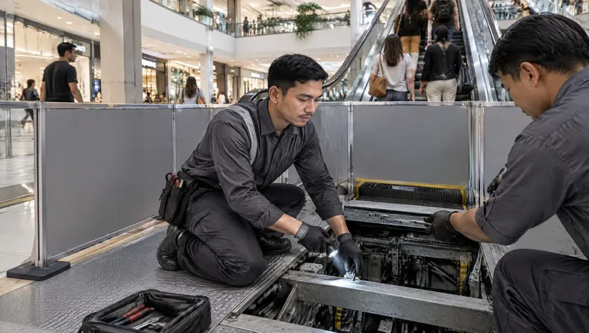 Facilities technician working on equipment