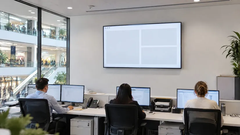 Command centre screen in a mall operations room
